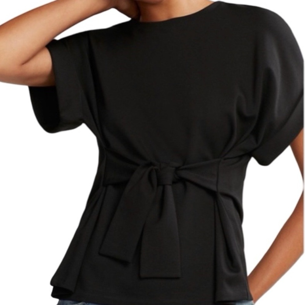EUC Express Black Tie waist rolled sleeve blouse XXS Women's Top